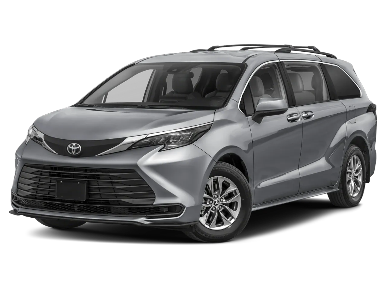 Toyota Sienna 2026 grise, vue de trois quarts avant